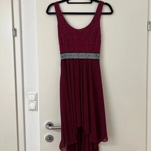 Red Asymmetrical High Low Sundress for Wedding Guest
